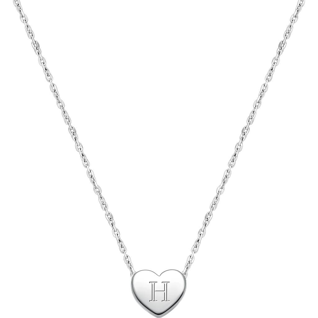 Tiny Blessings Sterling Silver Mini Sliding Heart & Engraved Initial 12-14" Necklace In Metallic