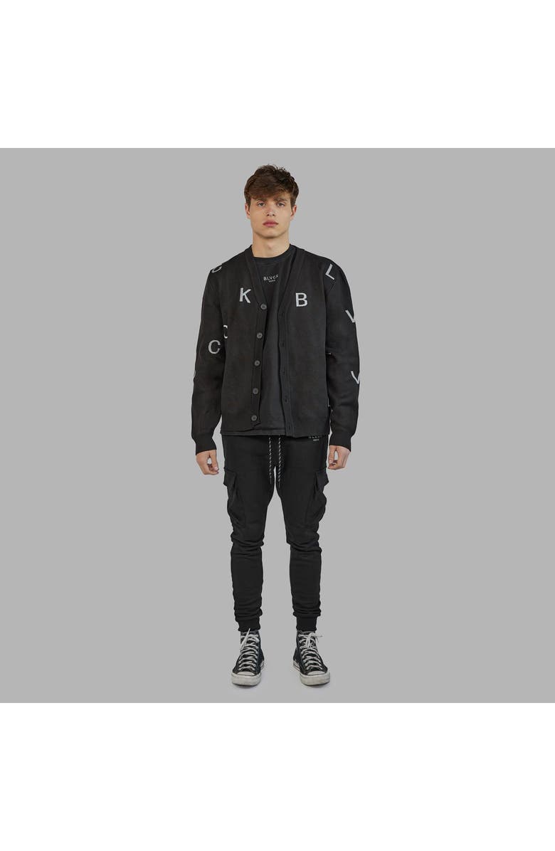 Blvck Paris Blvck Letters Cardigan, Alternate, color, Black