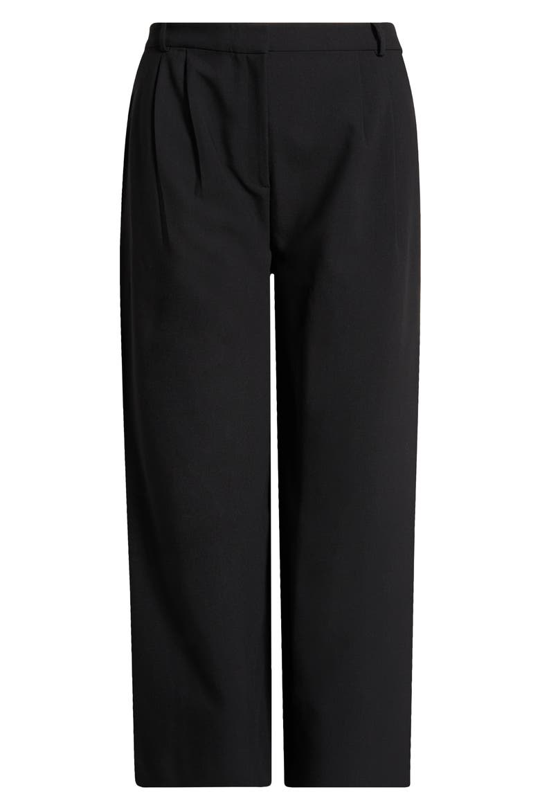 Icon Wide Leg Pleated Trousers, Main, color, BLACK