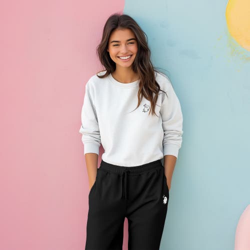 Dalix Womens Heartly Ghost Embroidered Fleece Sweatpants In Black