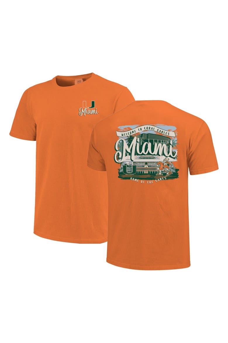 Women's Orange Miami Hurricanes Comfort Colors Campus Scene Drawing Script T-Shirt, Alternate, color, Orange