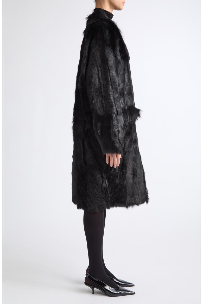 Structured Genuine Shearling Coat, Alternate, color, BLACK