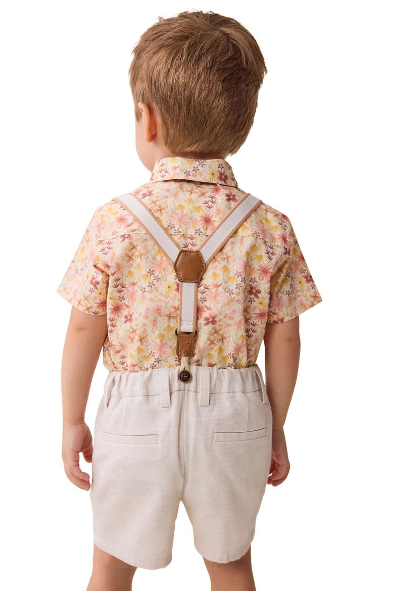 Kids' Floral Shirt, Shorts, Tie & Suspenders Set, Alternate, color, PINK