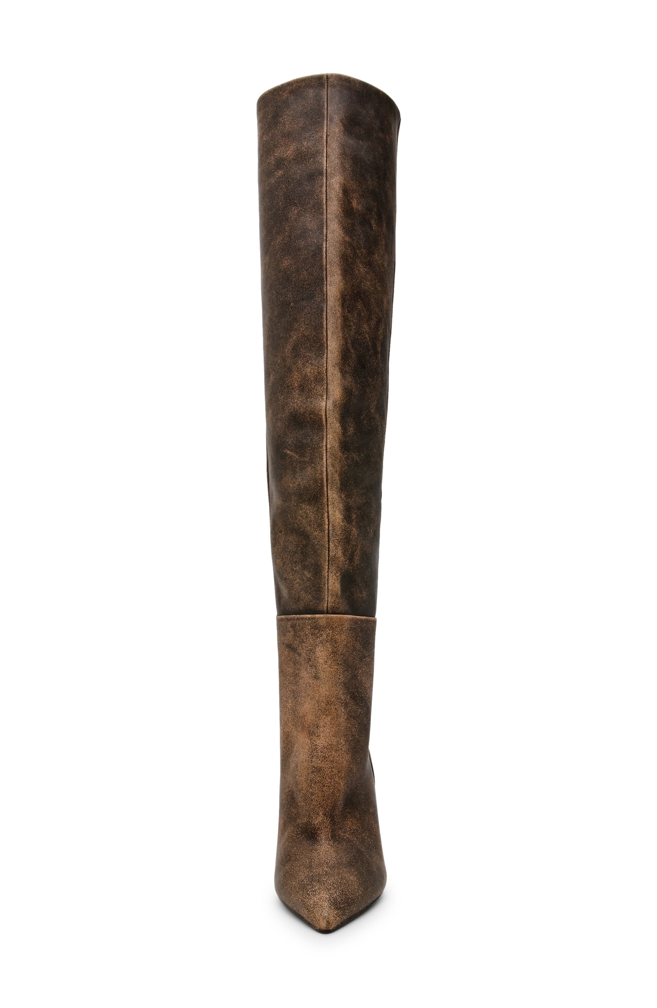 Bellamie Pointed Toe Over the Knee Boot, Alternate, color, BROWN DISTRESSED