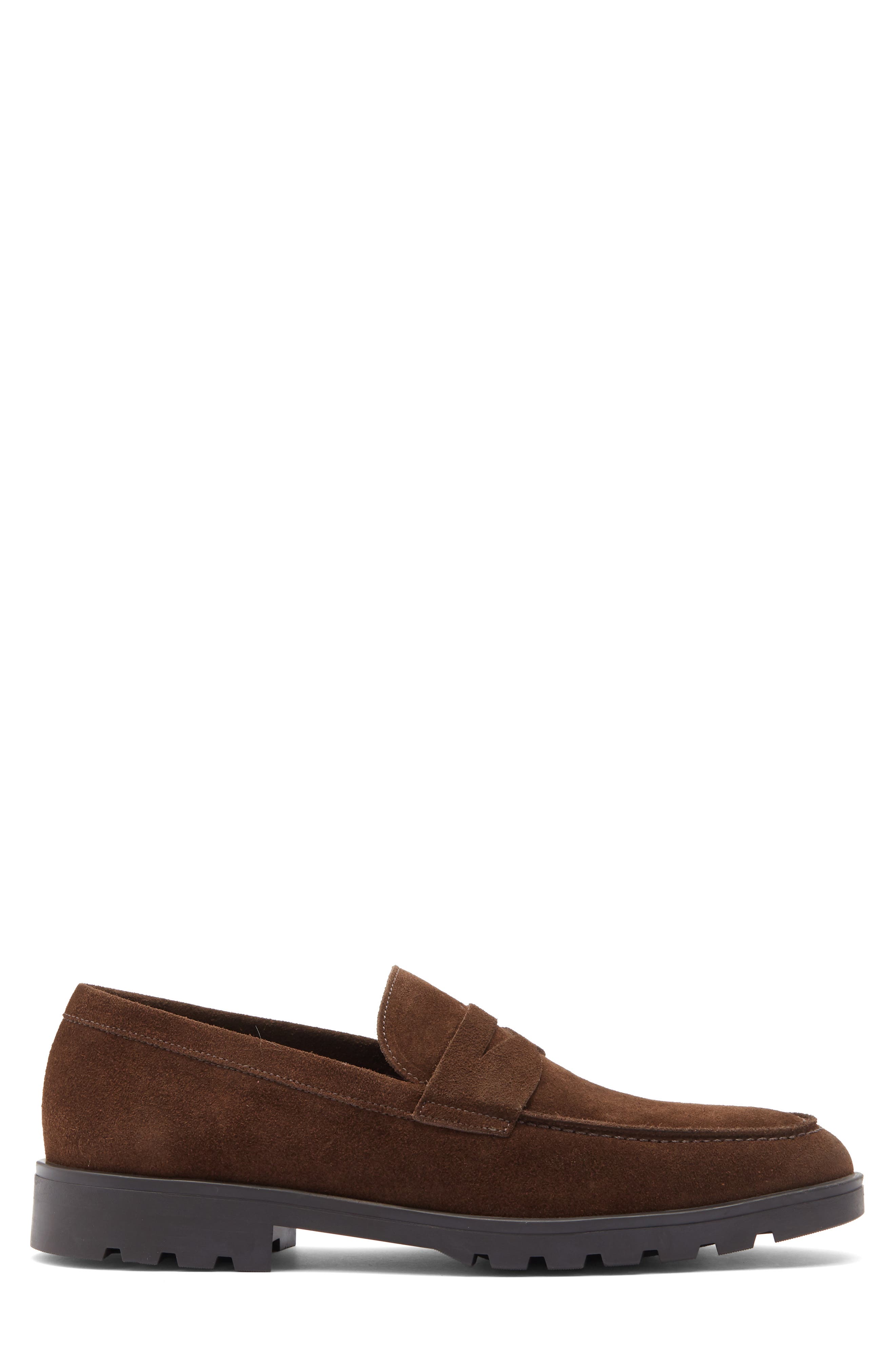 Orman Lug Sole Penny Loafer, Alternate, color, WAXED SUEDE MOKA