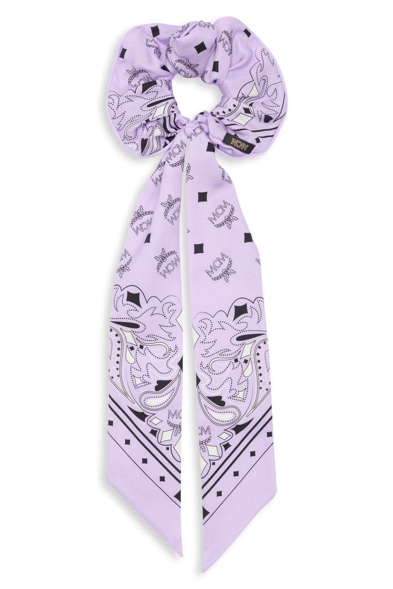 Bandanna Silk & Cotton Scrunchie, Main, color, PURPLE ROSE