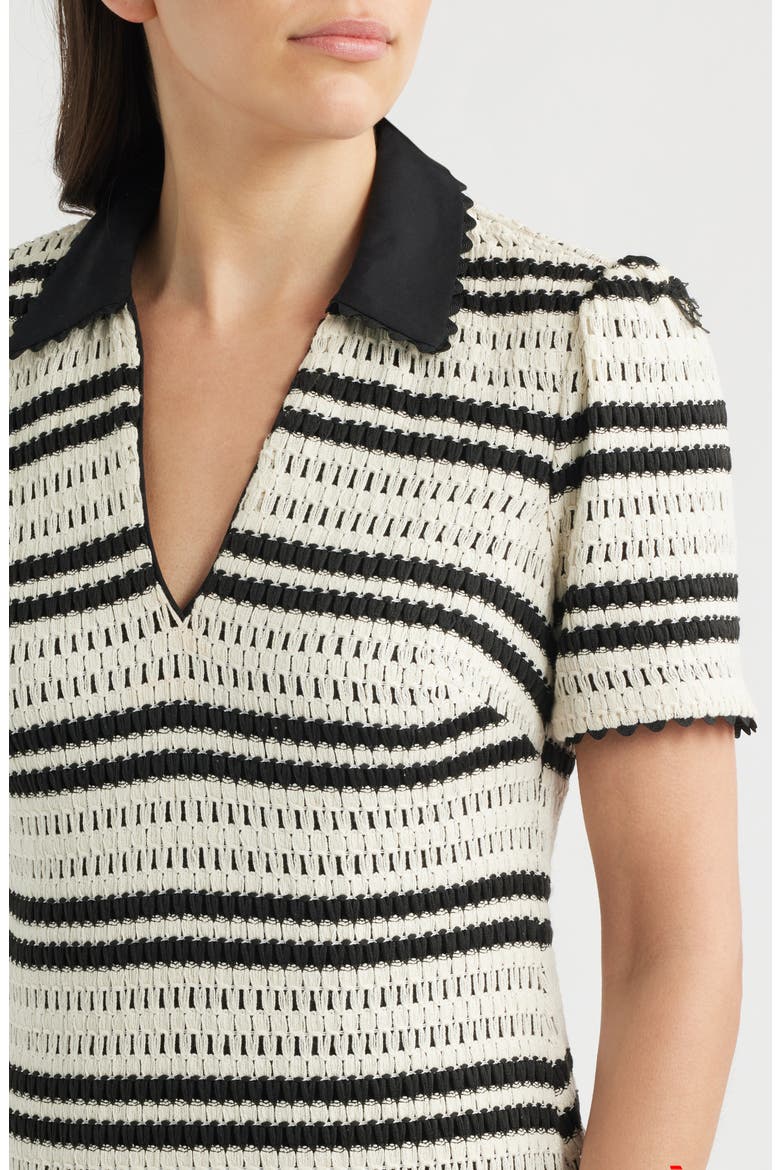Collar Open Stitch Shift Dress, Alternate, color, NAT BLACK