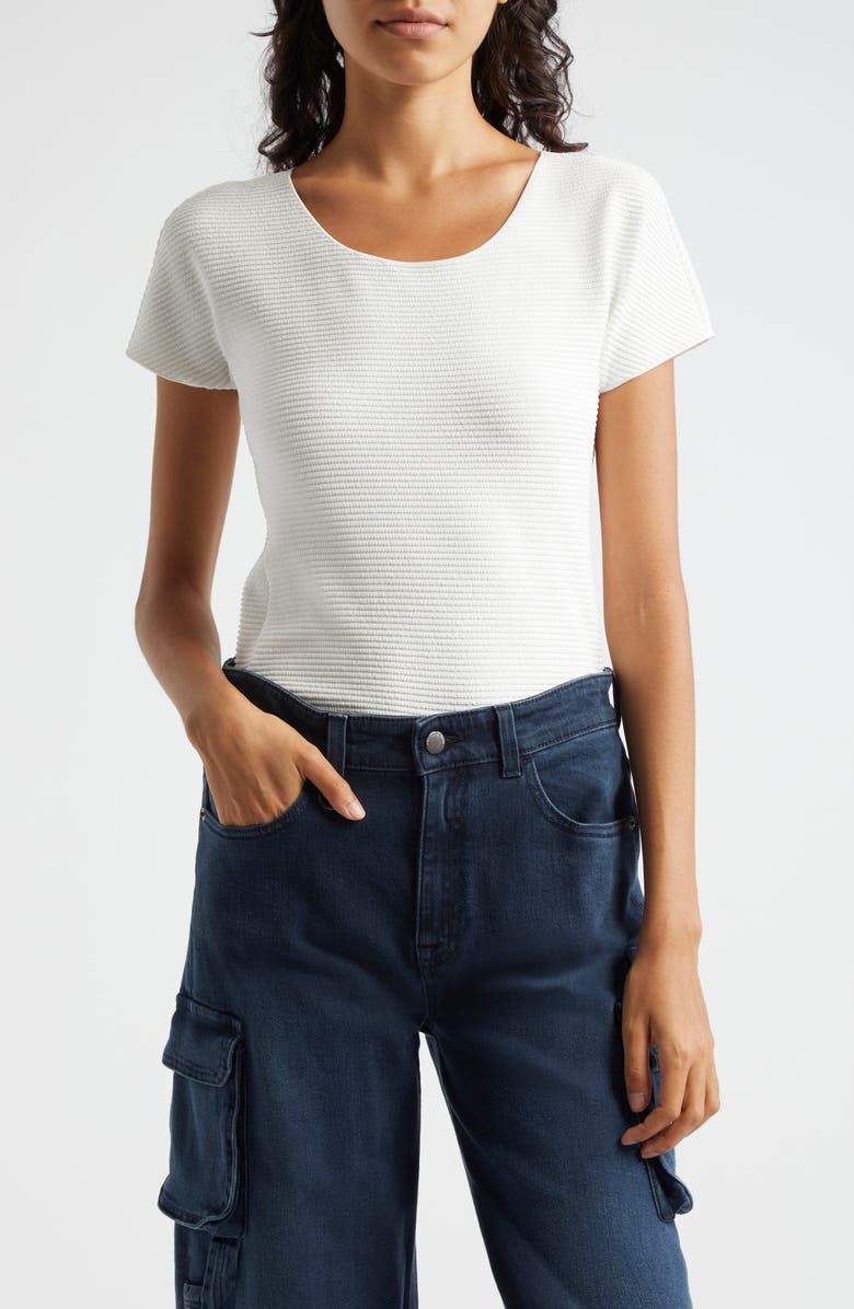 Emporio Armani Ottoman Rib T-Shirt, Main, color, Off White