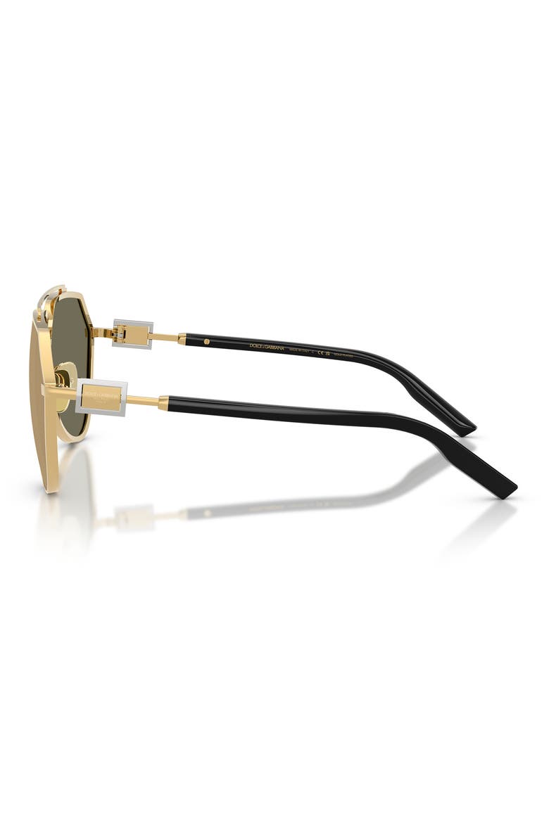 62mm Oversize Pilot Sunglasses, Alternate, color, GOLD / CLEAR YELLOW GOLD