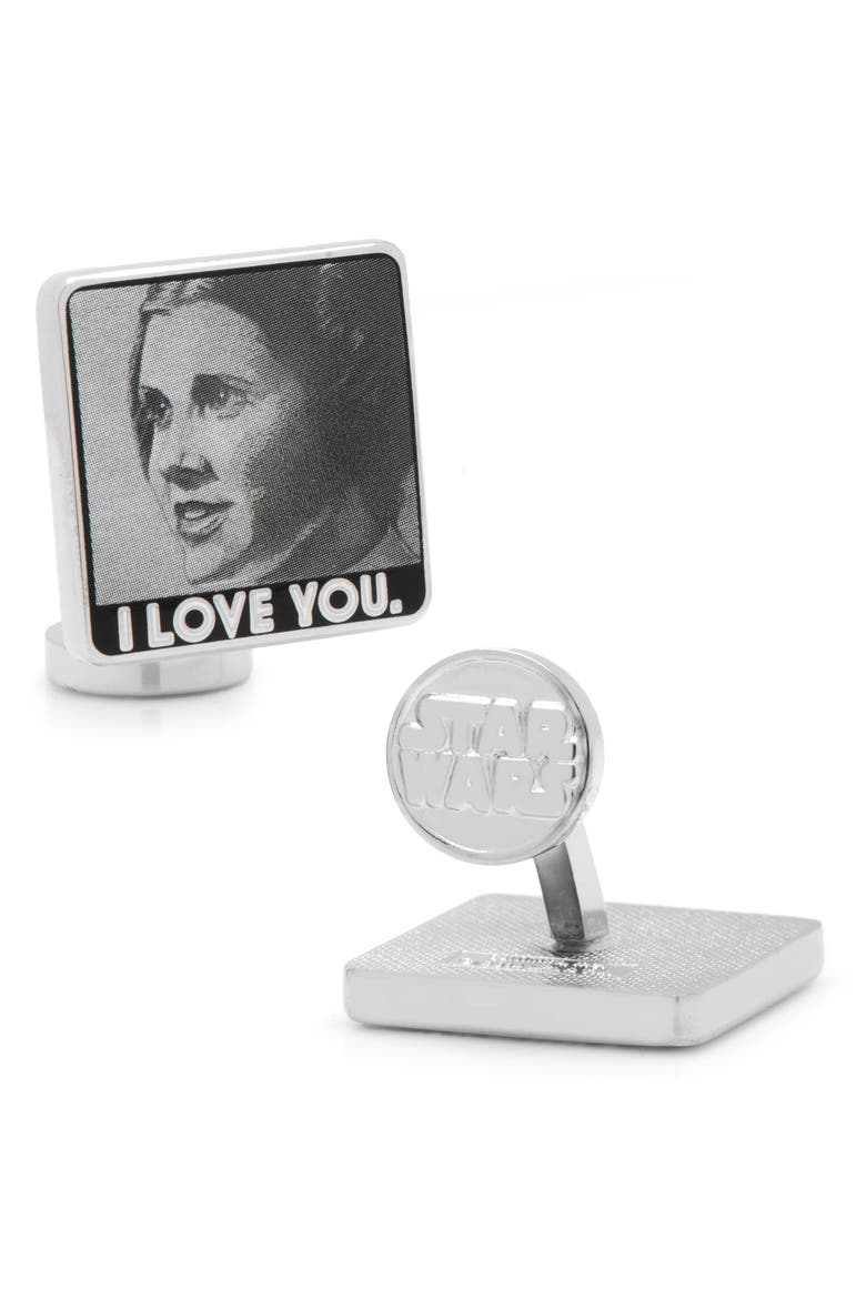 I Love You/I Know Cuff Links, Alternate, color, GREY/ WHITE