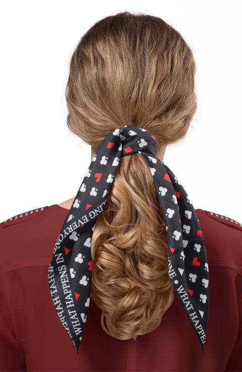 Card Suits Vegas Print Satin Scarf