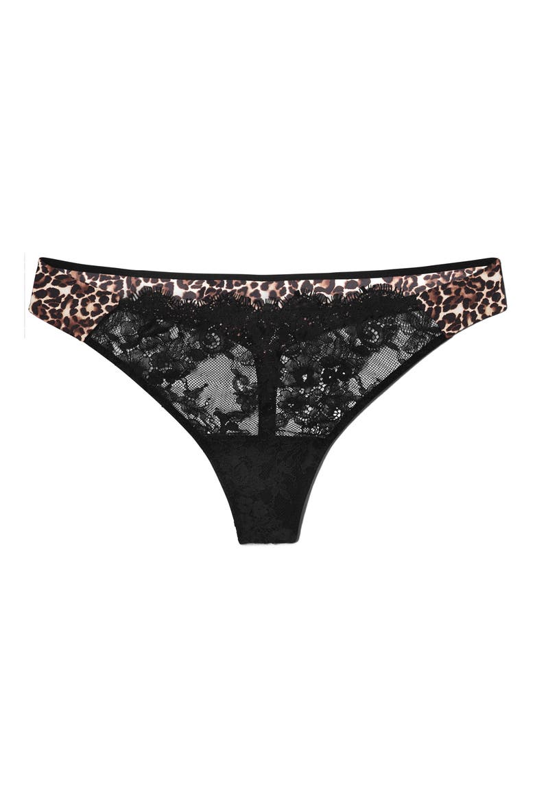 Entice Thong, Alternate, color, BLACK LEOPARD PRINT