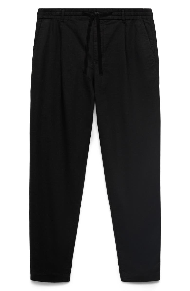 MANGO Slim Fit Pants with Drawstring Waist, Alternate, color, Black