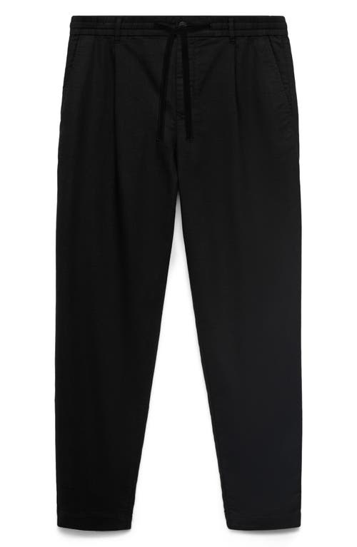 Mango Slim Fit Pants With Drawstring Waist In Black