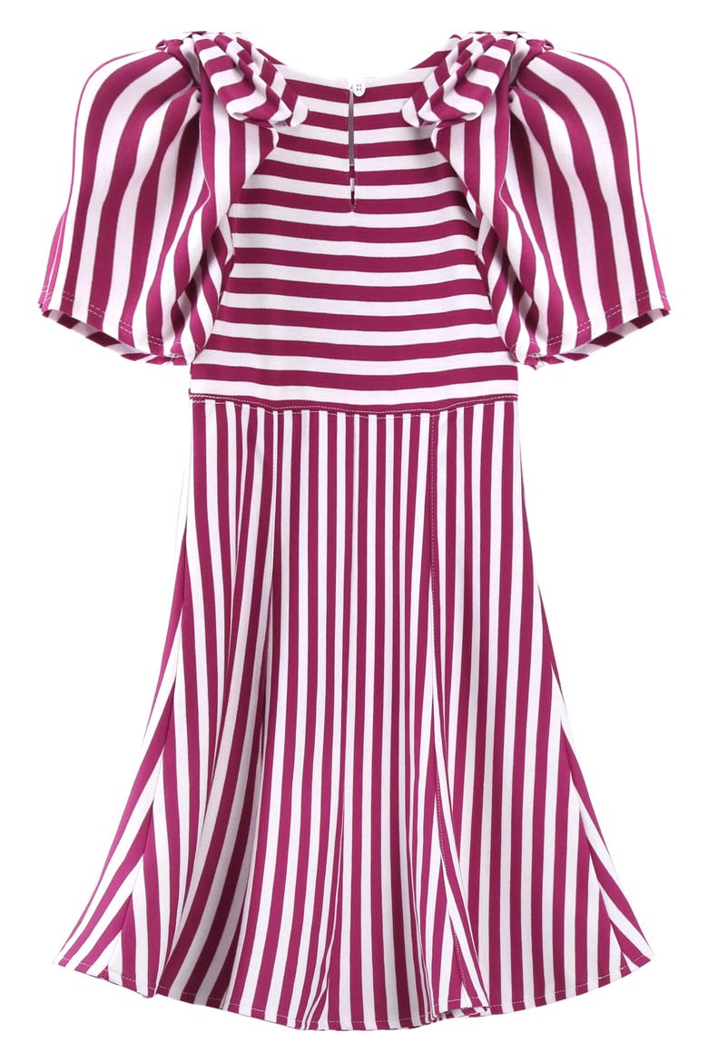Kids' Gathered Bow Dress, Alternate, color, DARK PINK