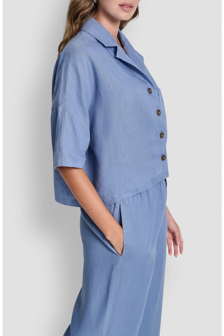 Linen Camp Shirt, Alternate, color, LIBERTY SKY