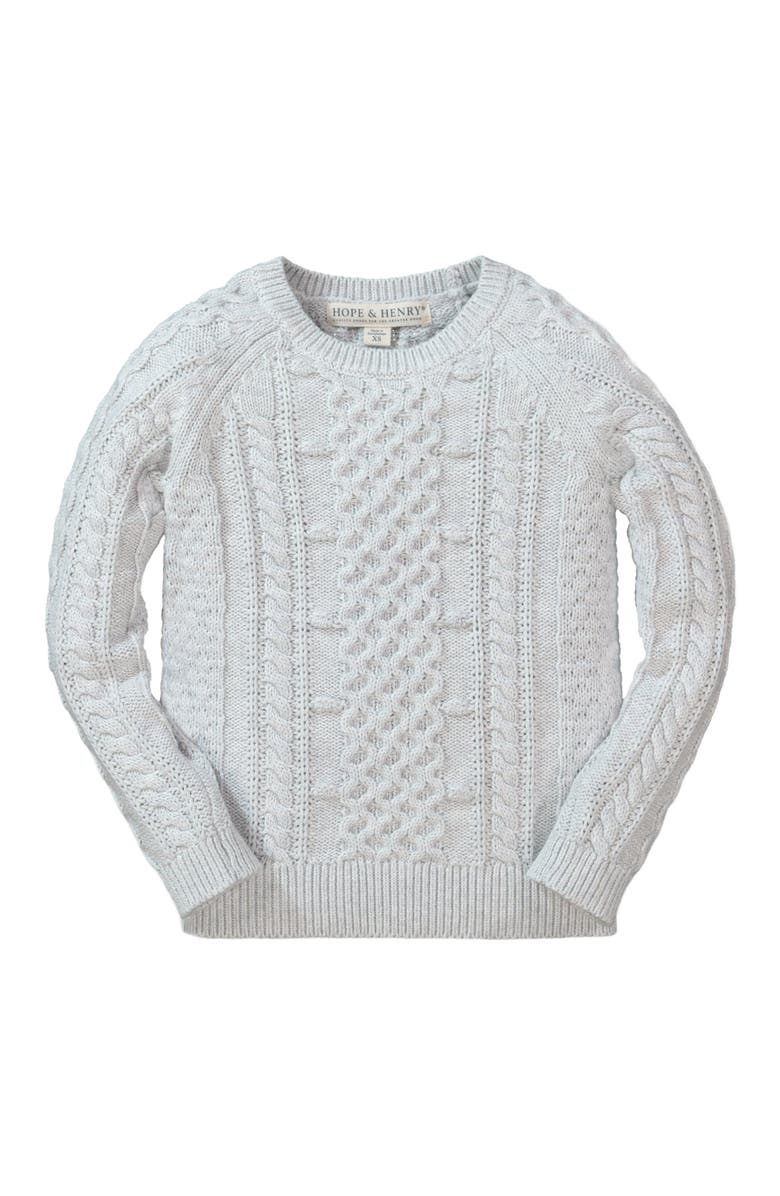 Hope & Henry Baby Girls' Chunky Cable Knit Pullover Sweater, Infant, Main, color, Light Grey Heather