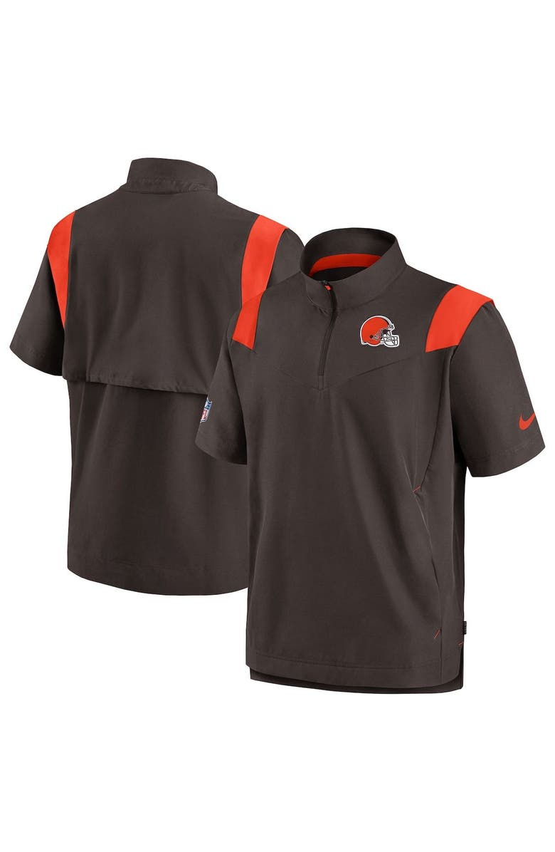 Nike Men's Nike Brown Cleveland Browns Sideline Coaches Chevron Lockup Pullover Top, Main, color,