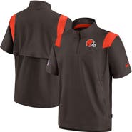Nike Men's Nike Brown Cleveland Browns Sideline Coaches Chevron Lockup Pullover Top