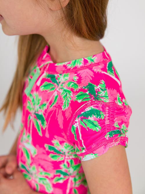 Rufflebutts Girls Short Sleeve Upf50+ One Piece Rash Guard In Multi