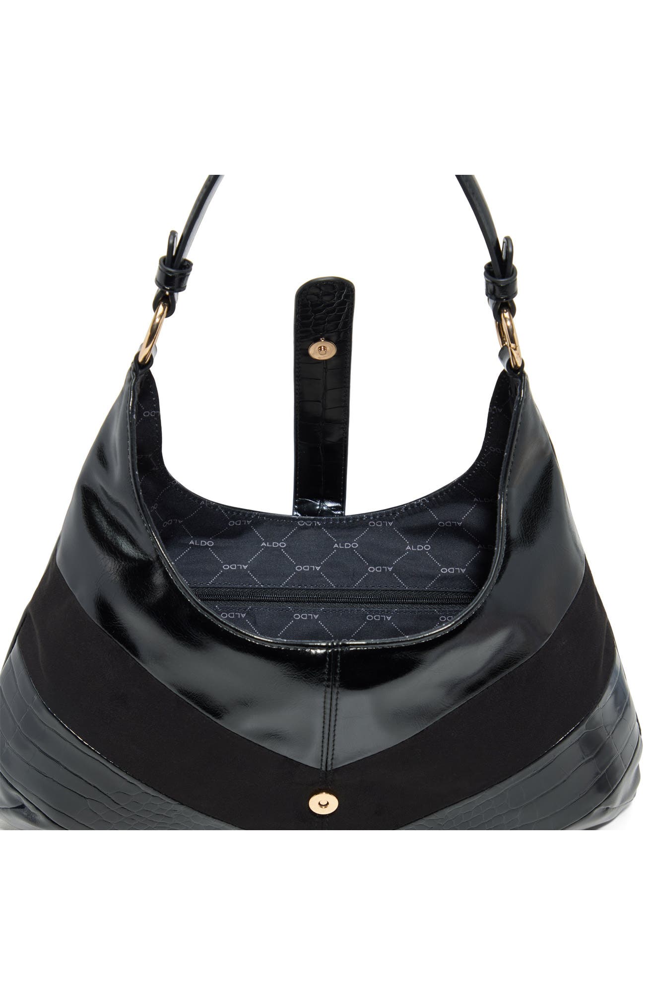 Caltun Faux Leather Hobo Bag, Alternate, color, BLACK
