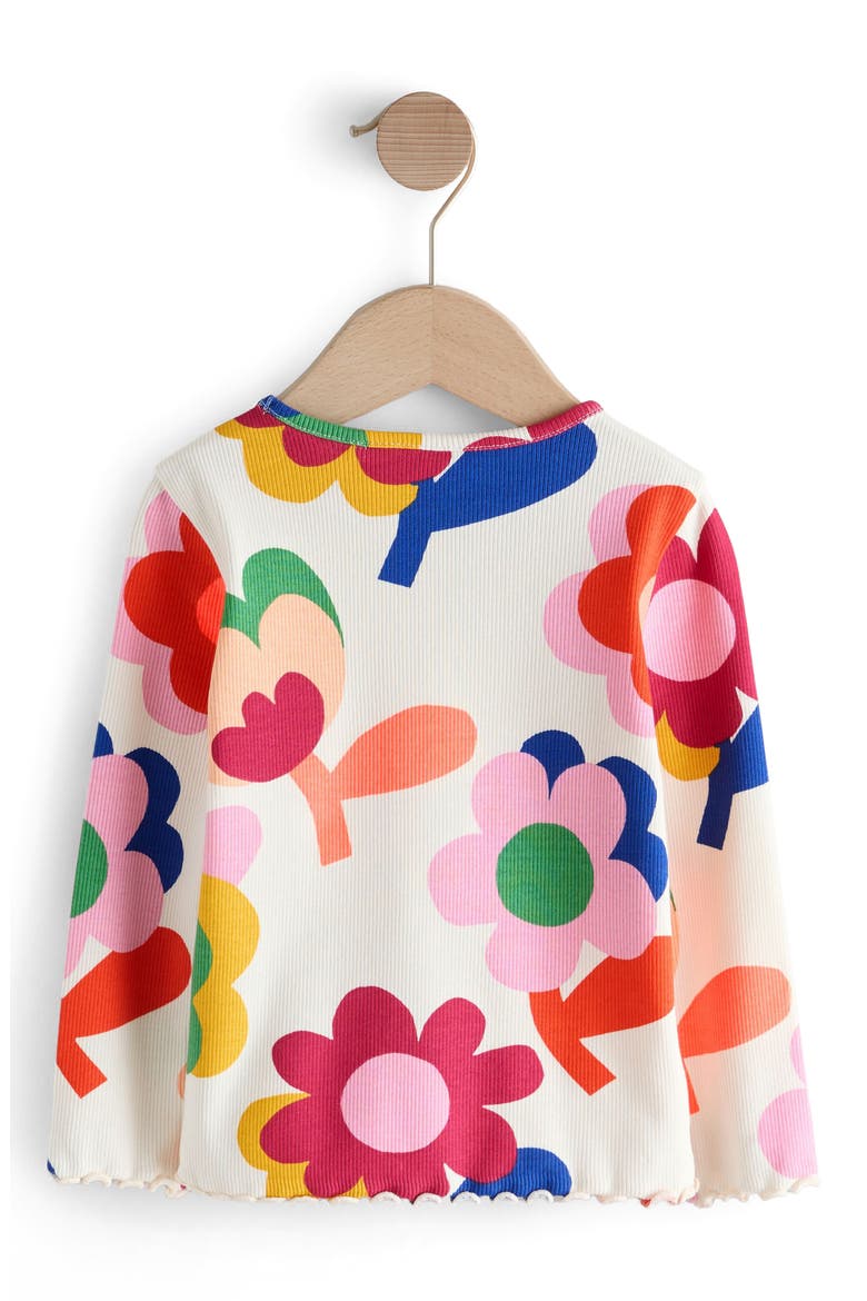 Kids' Bright Floral Print Long Sleeve Rib T-Shirt, Alternate, color, PINK