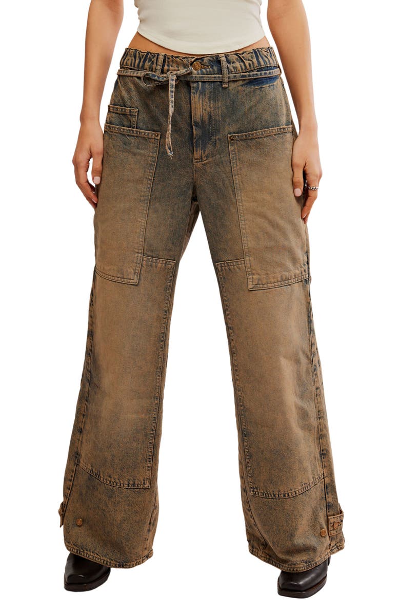 Free People Curvy Outlaw Wide Leg Cargo Jeans, Main, color, 