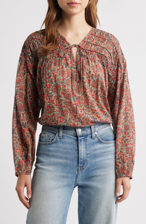 Renelle Tie Neck Organic Cotton Top