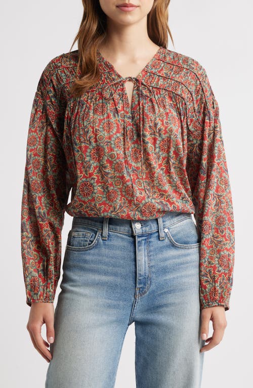 Doen Dôen Renelle Tie Neck Organic Cotton Top In Multi