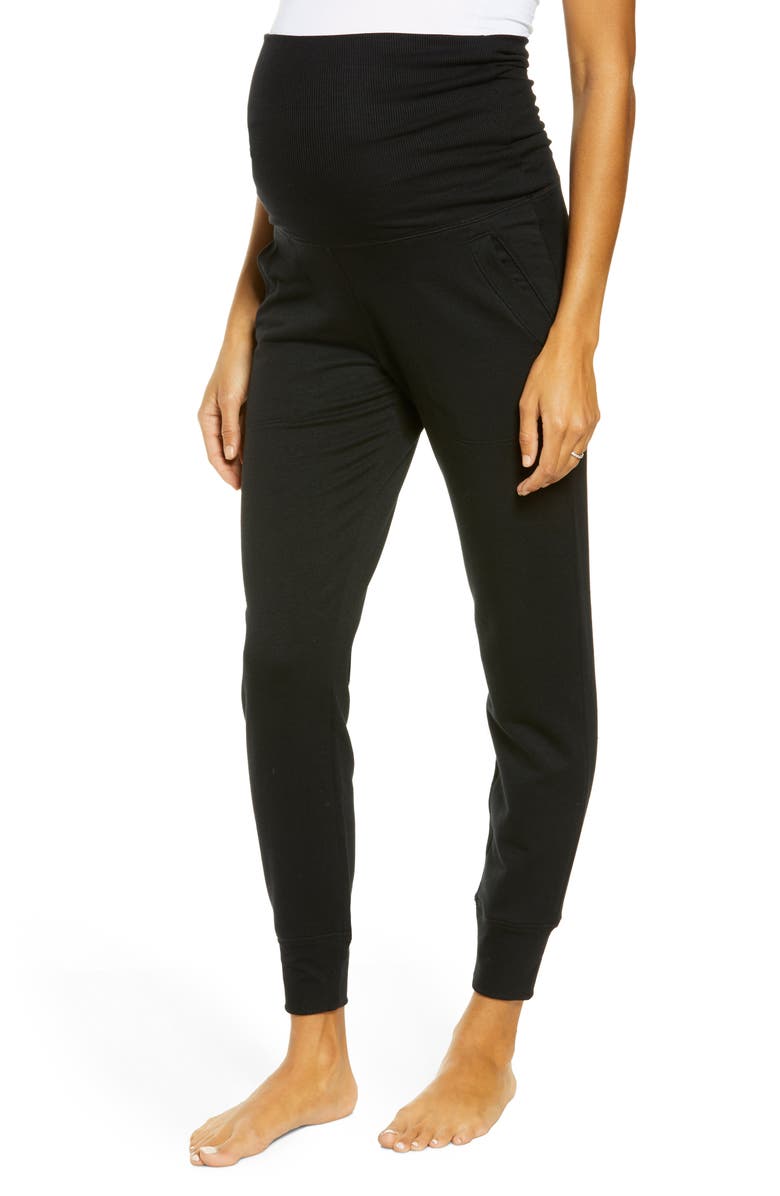 Beyond Yoga Cozy Fleece Foldover Maternity Joggers, Main, color,