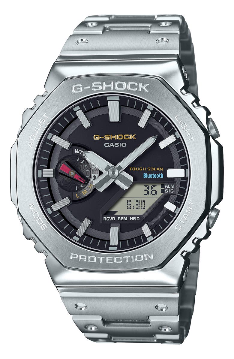 G-SHOCK Full Metal GM-B2100SD-1C Solar Analog-Digital Bracelet Watch, 49.8mm x 44.4mm, Main, color, Silver