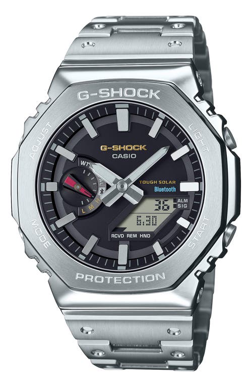 G-shock Full Metal Gm-b2100sd-1c Solar Analog-digital Bracelet Watch, 49.8mm X 44.4mm In Silver
