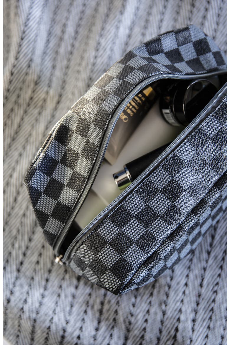 Checkered Toiletry Bag, Alternate, color, Black and Grey