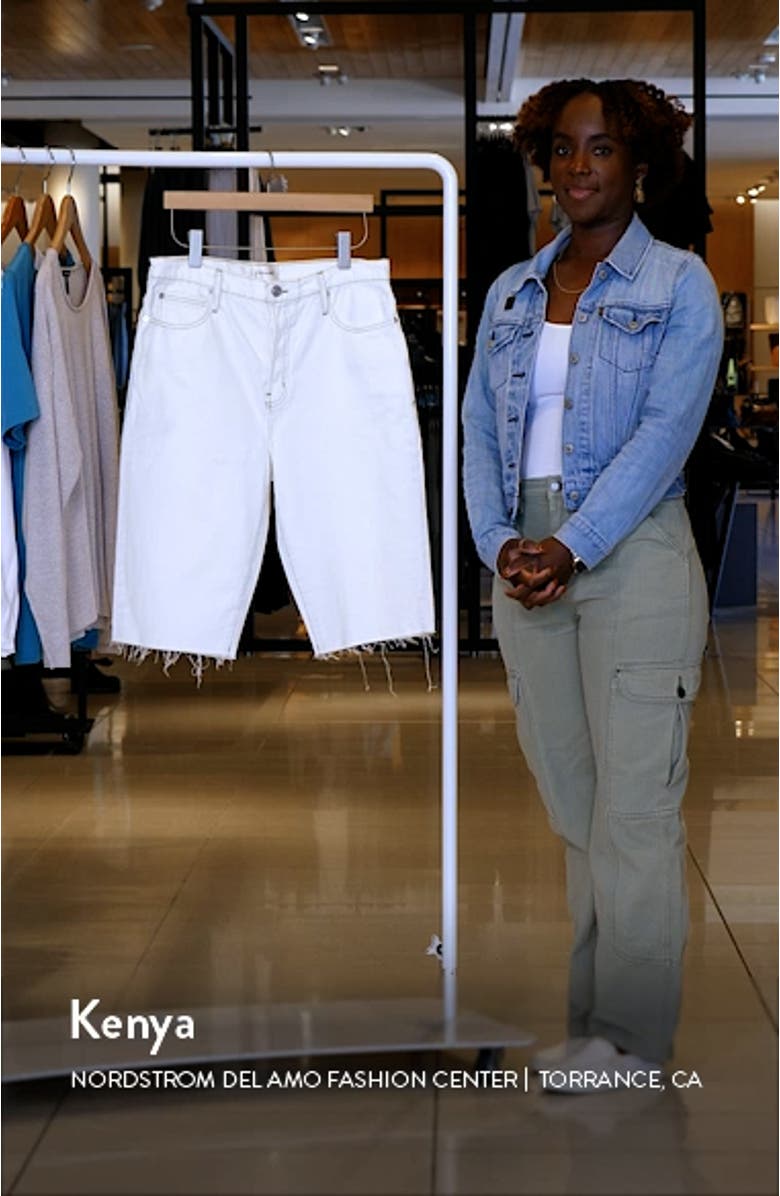 High Waist Raw Hem Denim Shorts, sales video thumbnail