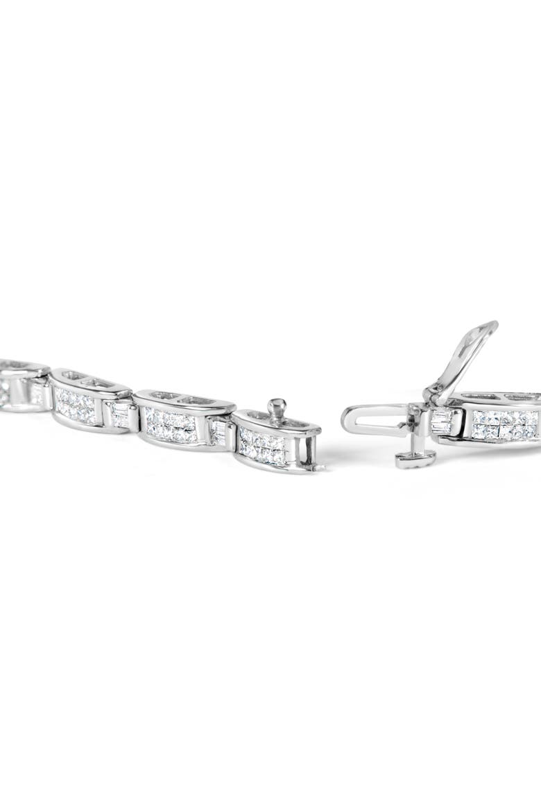 14K White Gold 2.0 Cttw Baguette and Princess-Cut Diamond Tennis Bracelet, Alternate, color, White