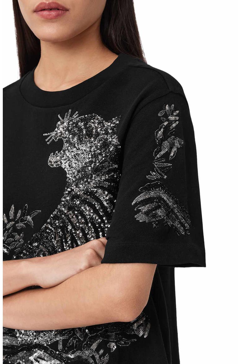 Pounce Lisa Embellished Cotton Graphic T-Shirt, Alternate, color, BLACK