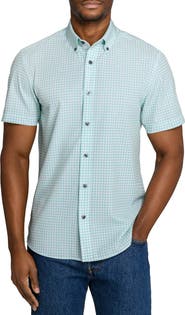 CONSTRUCT Slim Fit Gingham Woven Short Sleeve Basic Shirt