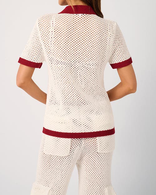 Weworewhat Oversized Crochet Button-up Shirt In Neutral