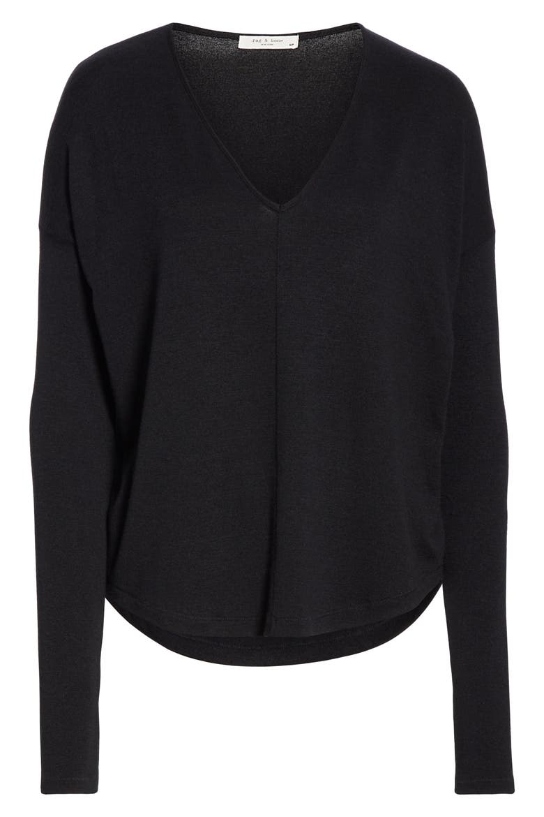 The Knit Long Sleeve Tee, Alternate, color, BLACK