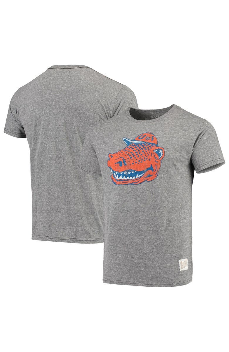 Retro Brand Men's Original Retro Brand Heathered Gray Florida Gators Vintage Logo Tri-Blend T-Shirt, Main, color, 