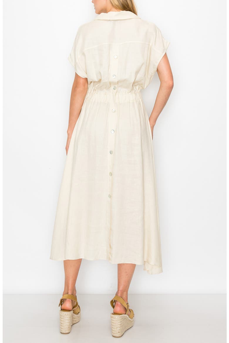 Notch Collar Short Sleeve Midi Dress, Alternate, color, IVORY