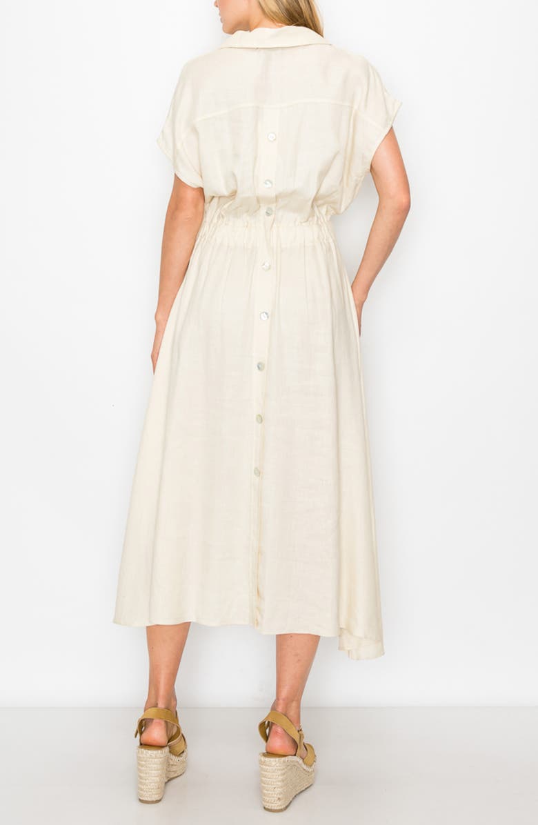 MELLODAY Notch Collar Short Sleeve Midi Dress, Alternate, color, 