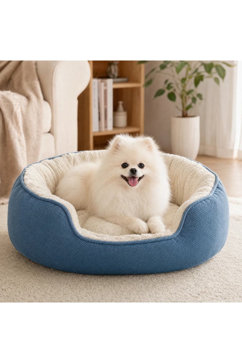 Essential Dutch Velvet Donut Cuddler Pet Bed, Alternate, color, Blue