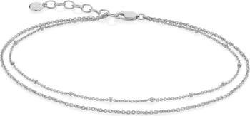 Monica Vinader Beaded Double Chain Anklet | Nordstrom