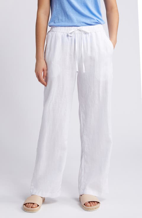 Drawstring Straight Leg Linen Pants