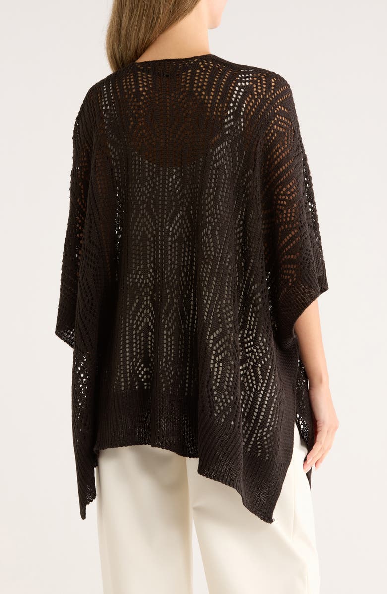 BCBG Open Knit Topper, Alternate, color, Black