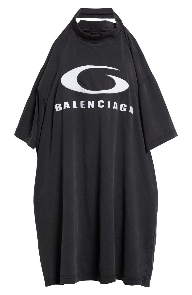 Balenciaga Pulled Halter T-Shirt Dress, Alternate, color, 