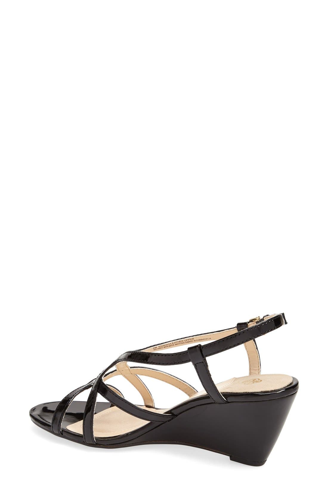 'Fidelia' Leather Wedge Sandal, Alternate, color, BLACK PATENT