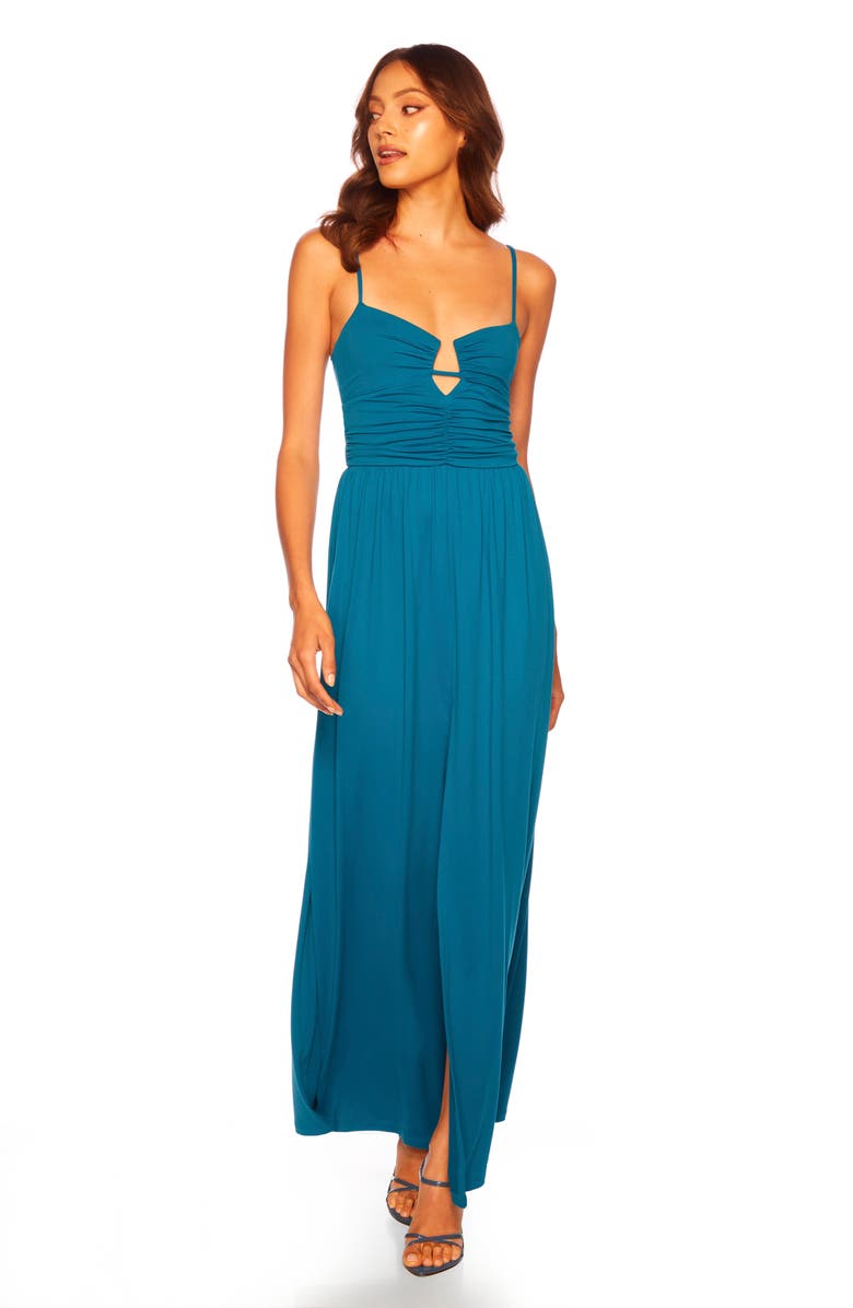 Susana Monaco Notched Neck Maxi Sundress, Alternate, color, Sea