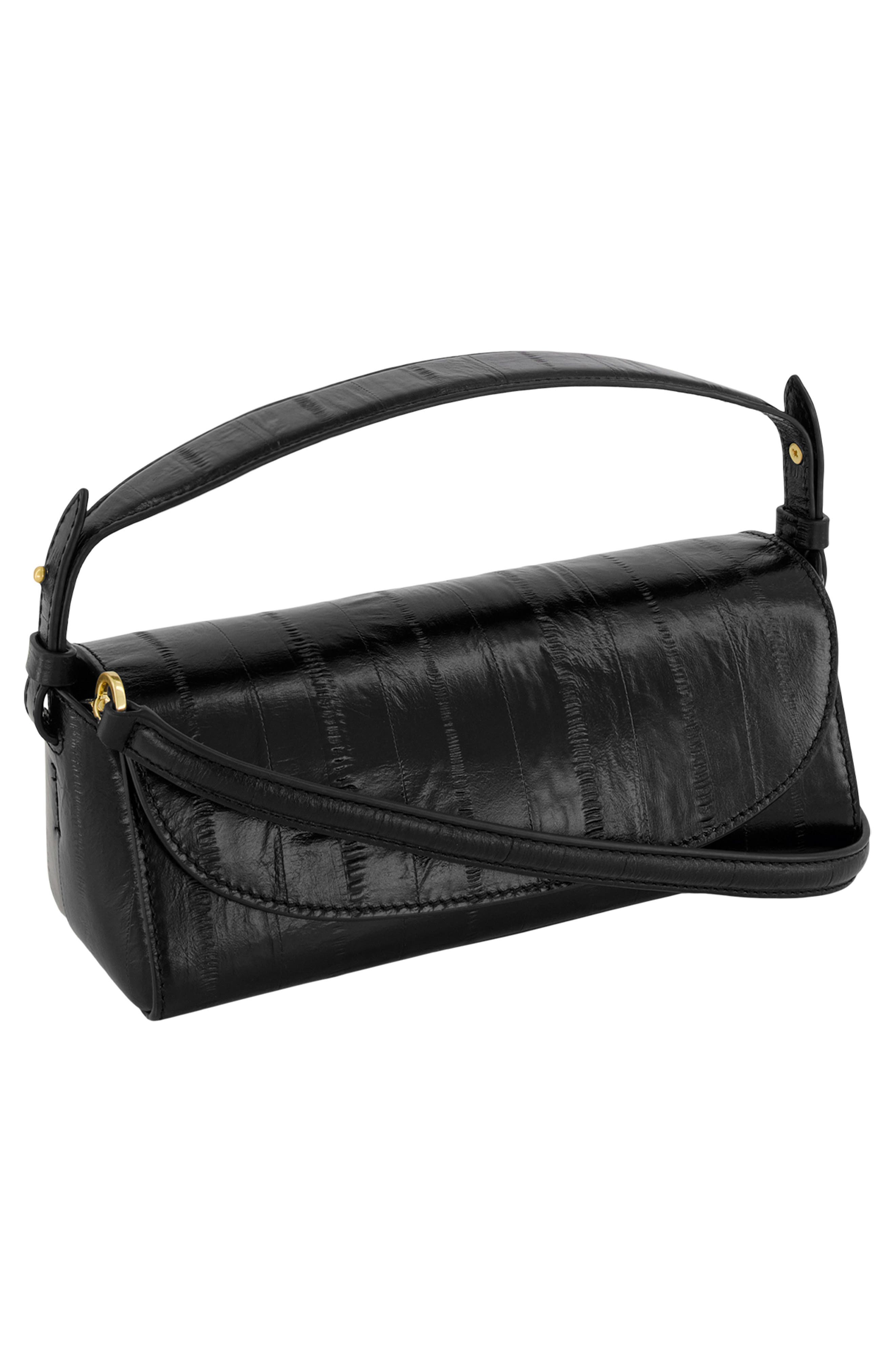 Vince Mini Sabrina Eel Embossed Leather Top Handle Bag, Alternate, color, Black